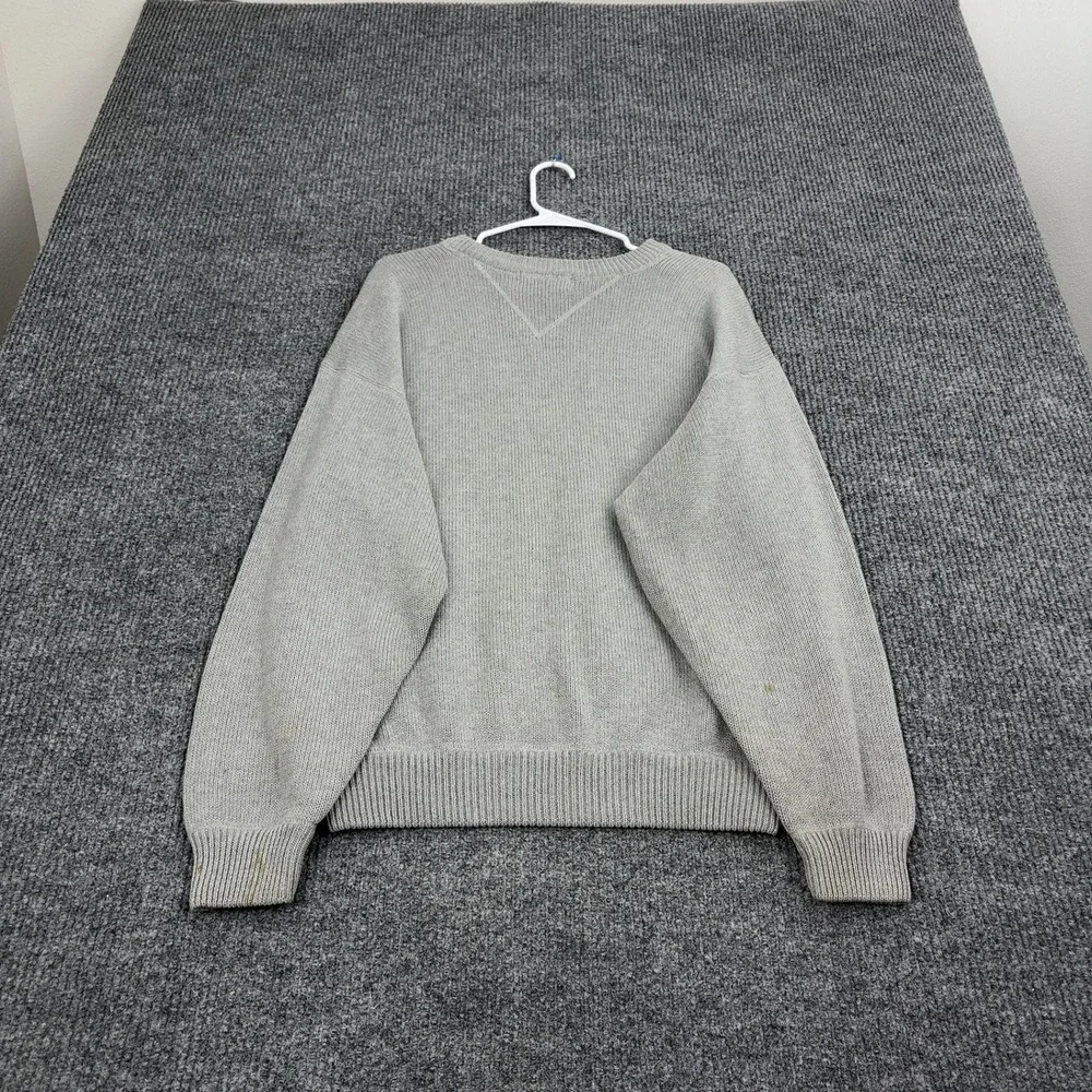 Vintage Eddie Bauer Sweater Mens L Grey Cotton Ribbed Crewneck Gorpcore Outdoor - Picture 7 of 10